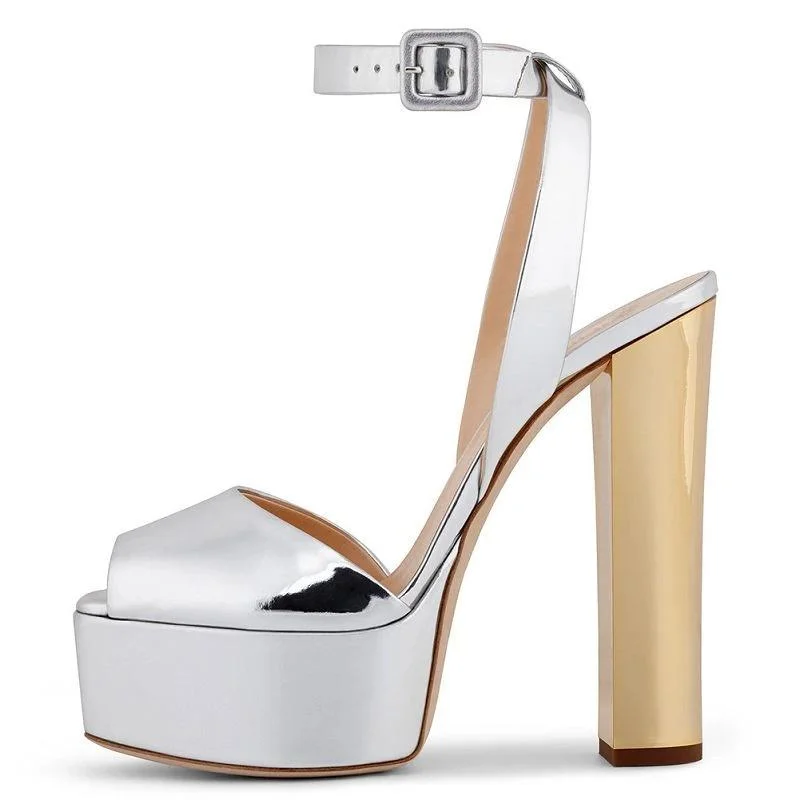 Tucomosi Peep Toe Ankle Strap Platform Sandals