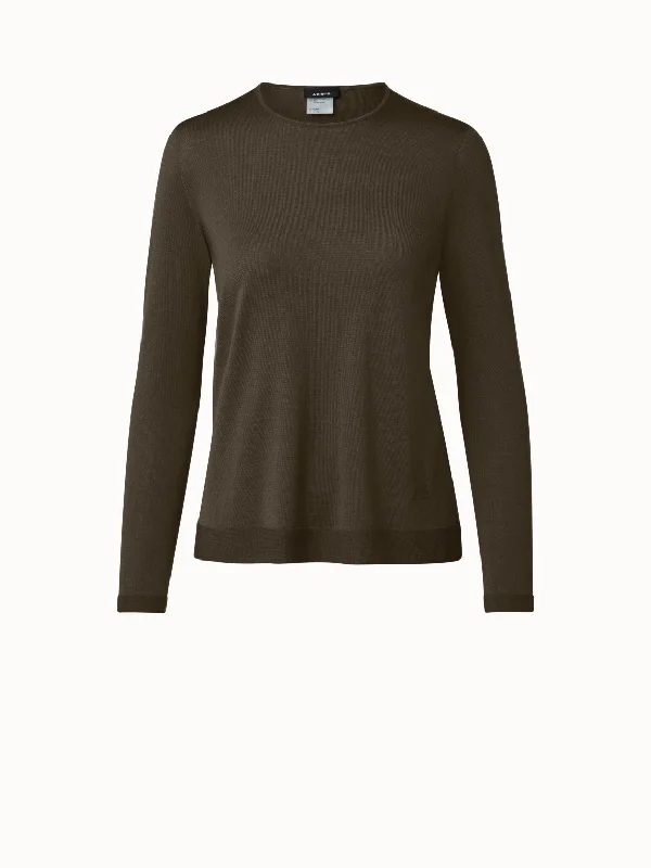 Seamless Cashmere Silk Knit Pullover