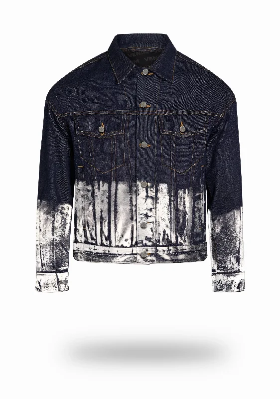 Shorter Indigo Denim Jacket with Mercury Foil