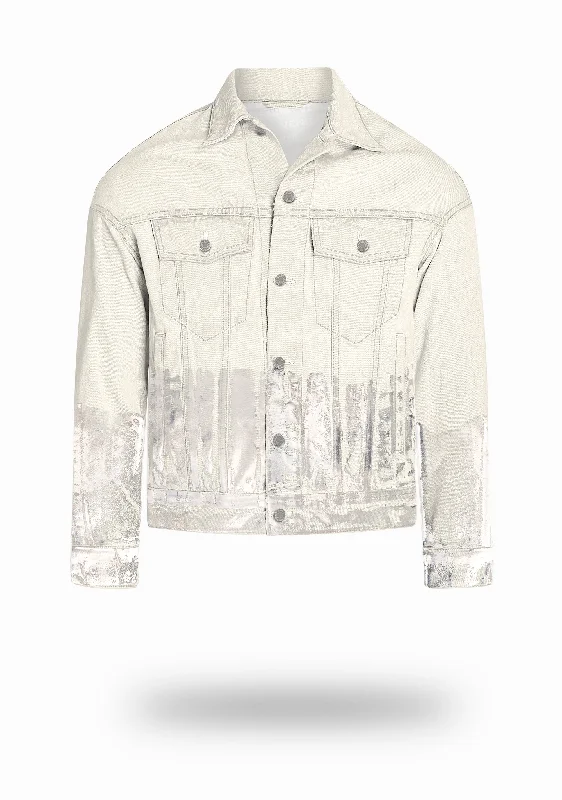 Shorter Off-White Denim Jacket with Mercury Foil