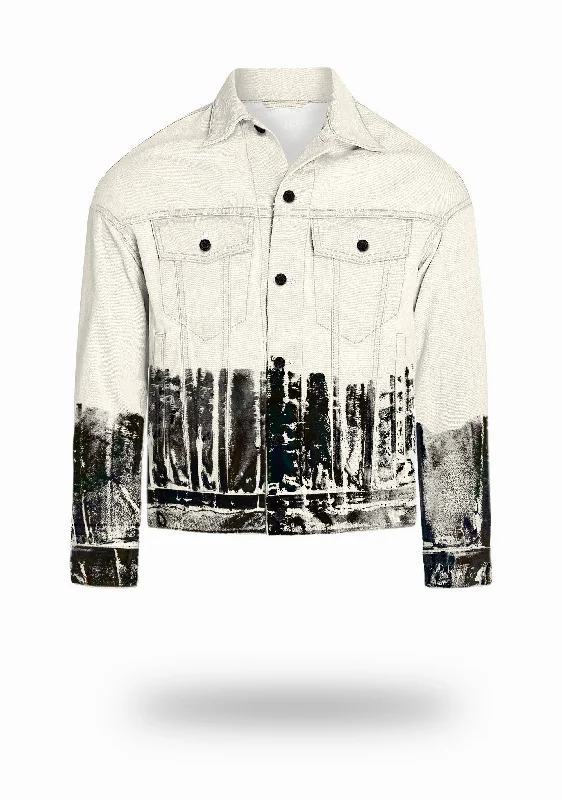 Shorter Off-White Denim Jacket with Midnight Oil Foil