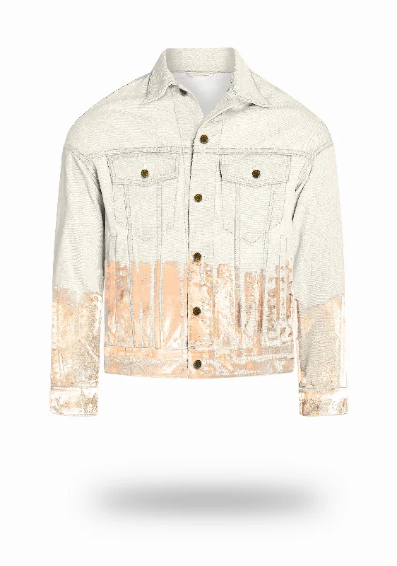 Shorter Off-White Denim Jacket with Rose Gold Foil