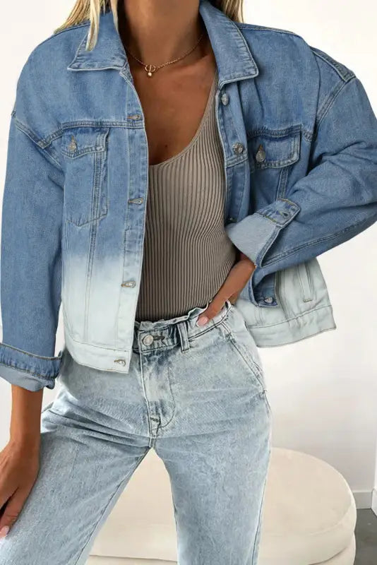 Sky Blue Gradient Denim Jacket