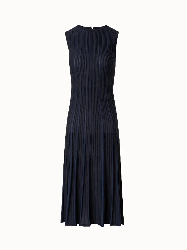 Sleeveless Knit Dress in Silk Rib Lurex