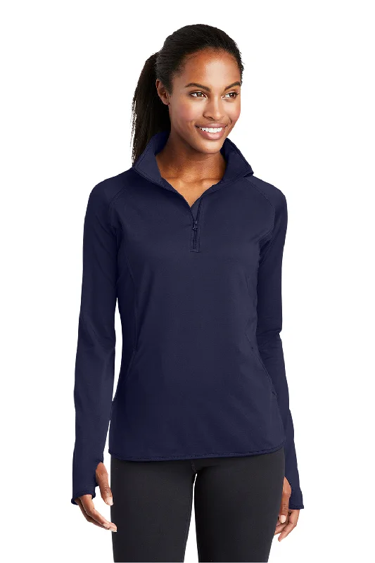 Sport-Tek Womens Sport-Wick Moisture Wicking 1/4 Zip Sweatshirt - True Navy Blue