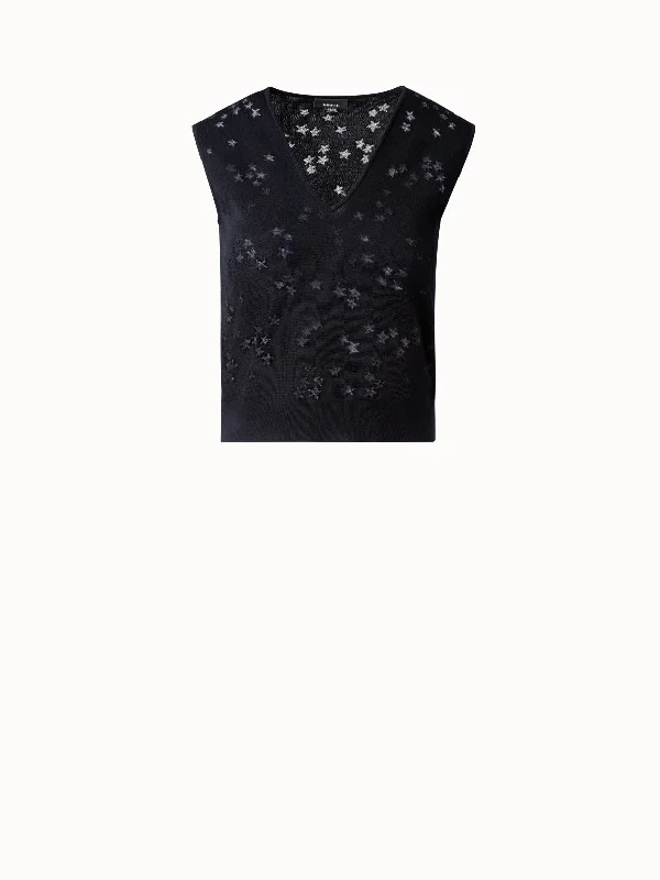 Star Intarsia Wool Silk Knit Top