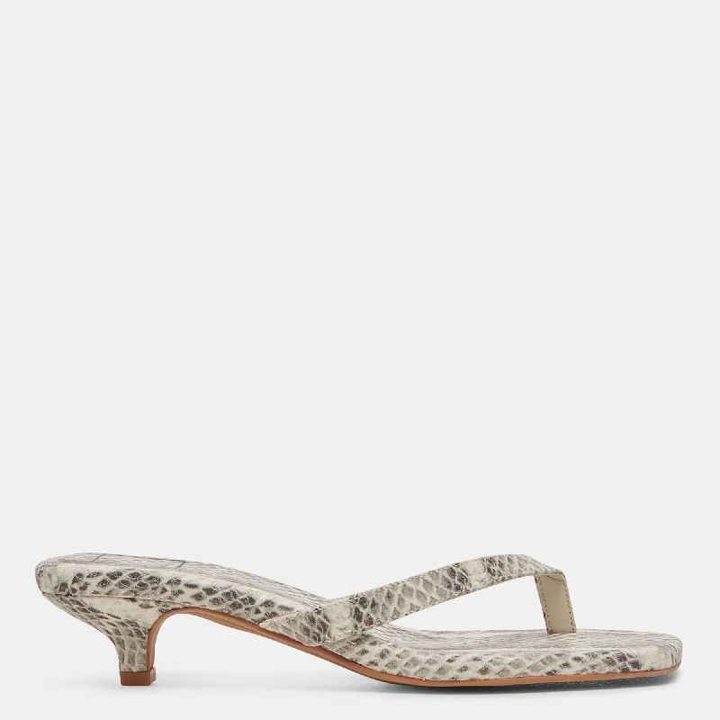 Tasiah Sandals Grey White Embossed Leather