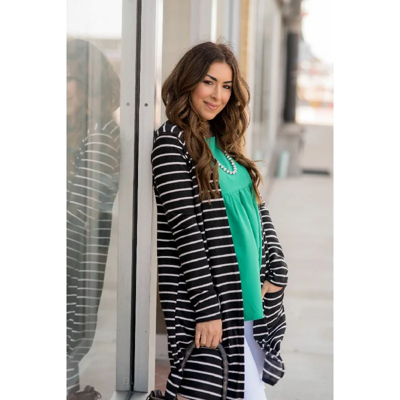 Thin Striped Tunic Cardigan