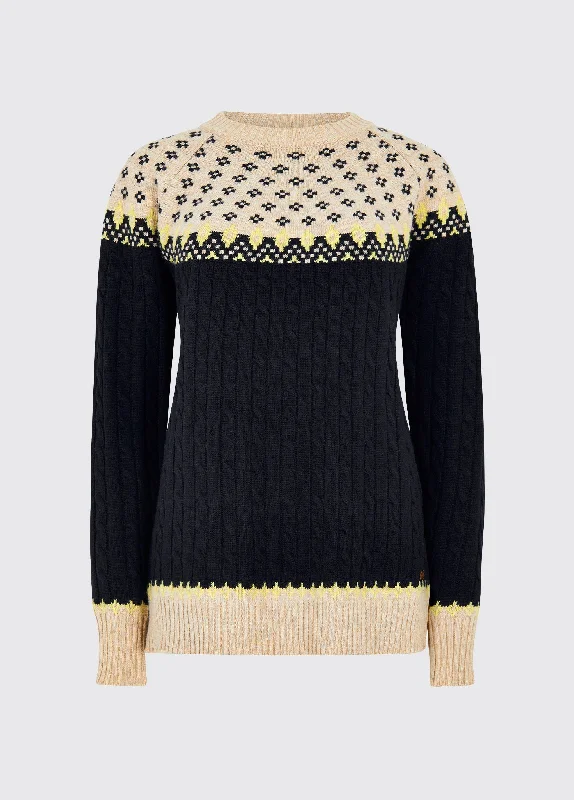 women's knit tops affordable -Thornfield Women’s Fair Isle knit - Navy