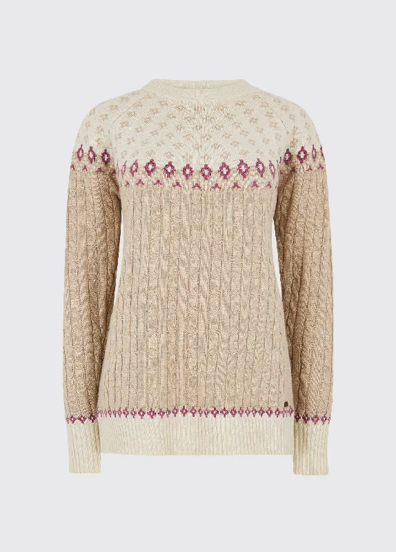 women's knit tops holiday collection -Thornfield Women’s Fair Isle knit - Oat