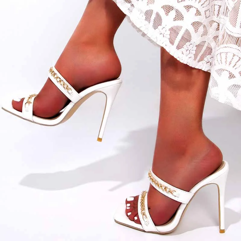 White Wedding High Heels Sandals Shoes for a Bridal to Wear to a Summer Wedding