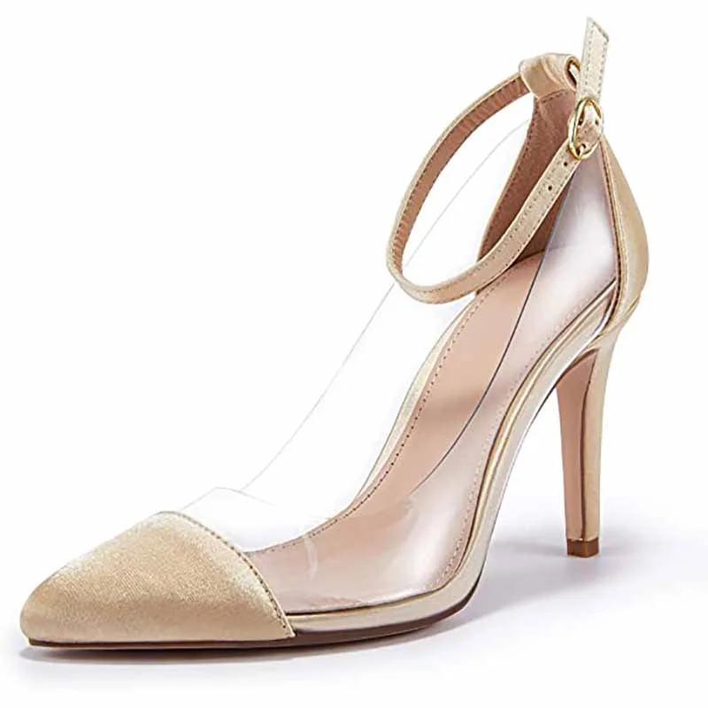 Women's Clear Heels Ankle Strap Stiletto Heel Dress Sandals