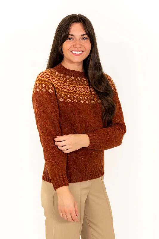 Womens Croft II Yoke Fair Isle Jumper - Rust