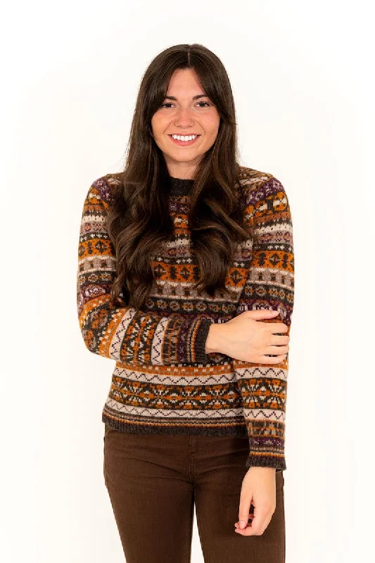 Womens Drumtochty fair isle jumper - Brown