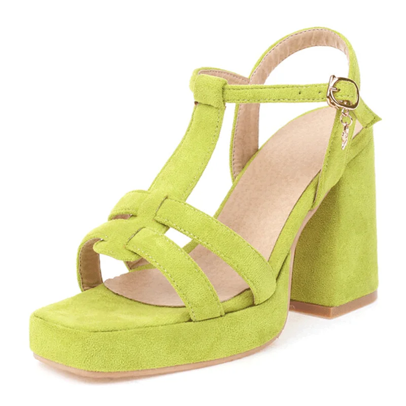 Women's Suede Shoes Platform Heels Sandals Wedge Chunky Heels