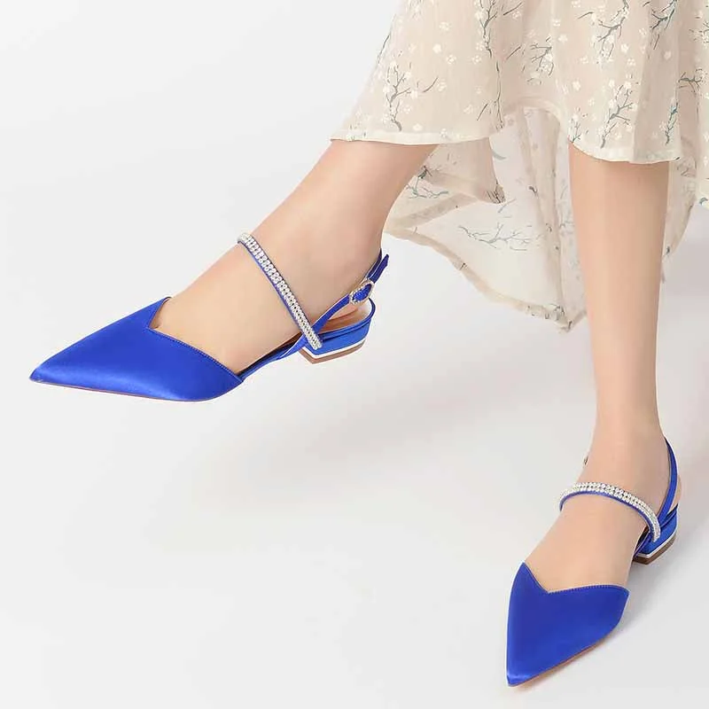 Women's Wedding Shoes Flats Dress Shoes Comfort Bridal Shoes Low Heel Slingback Bridal Sandals