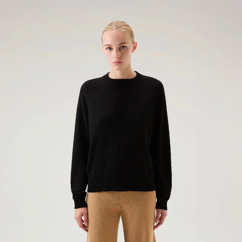 Crewneck Sweater in Wool Blend Black