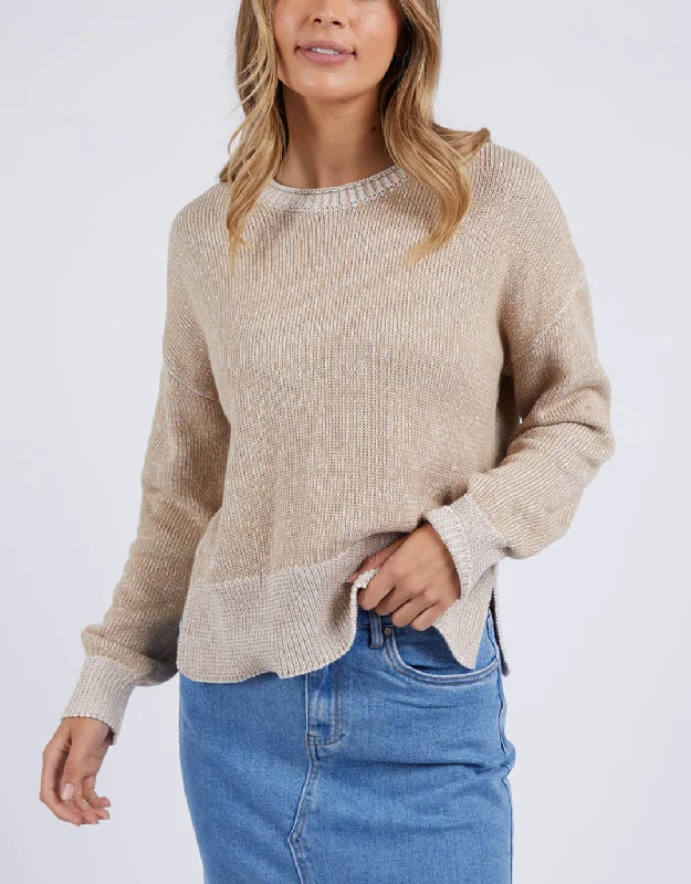 women's knit tops oversized -Wrenley Knit - Oat