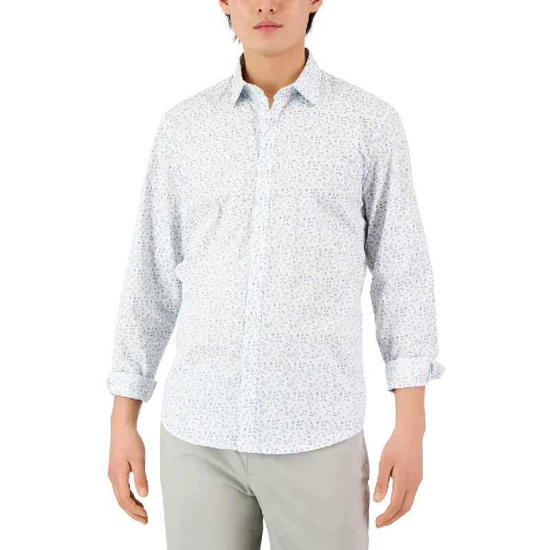 Alfani Mens Cotton Floral Button-Down Shirt