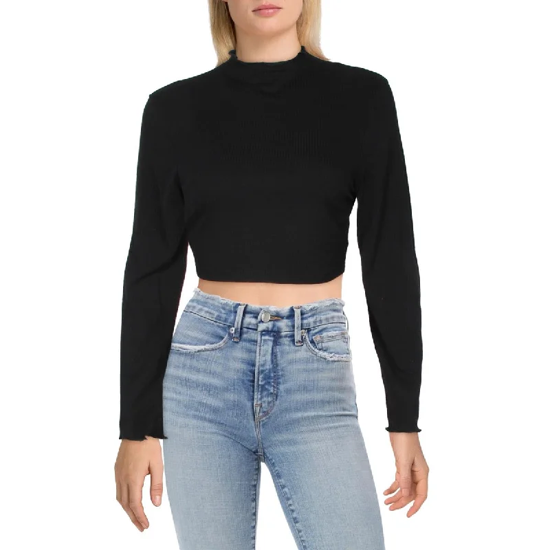 Almost Famous Womens Juniors Knit Long Sleeves Cropped