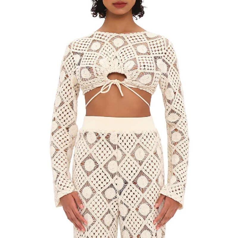 Andrea Iyamah Womens Crochet Geometric Cropped