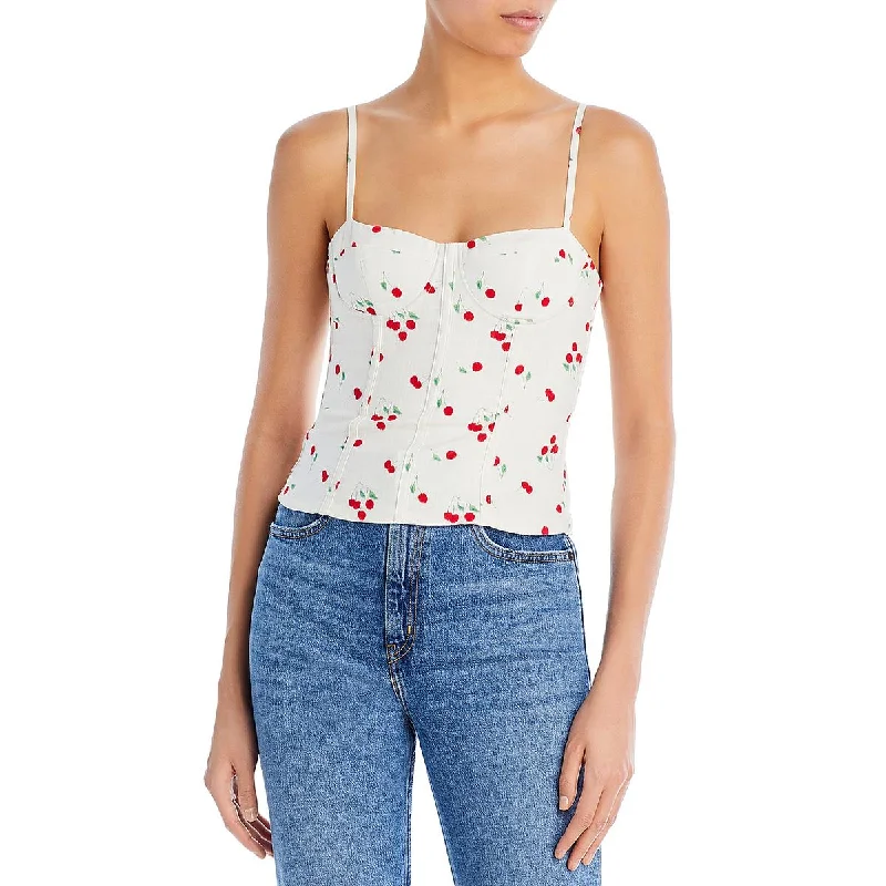 Aqua Womens Printed Bustier Cropped