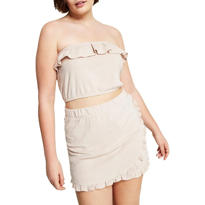 Bar III Womens Ruffled Terry Strapless Top