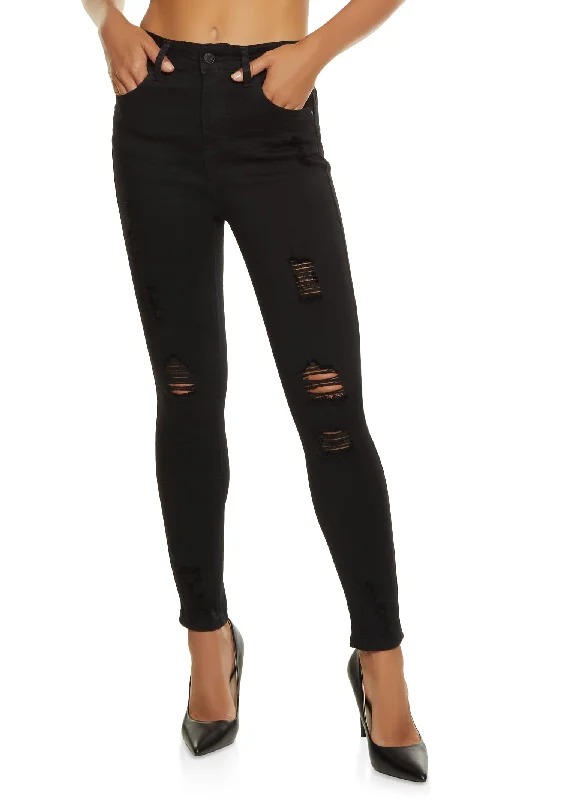 WAX Distressed Frayed Skinny Jeans