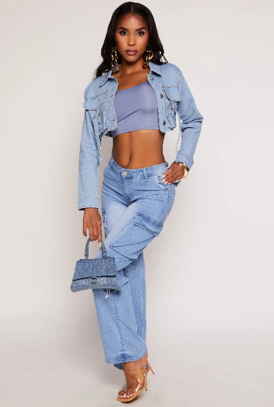 VIP High Waisted Straight Leg Cargo Jeans