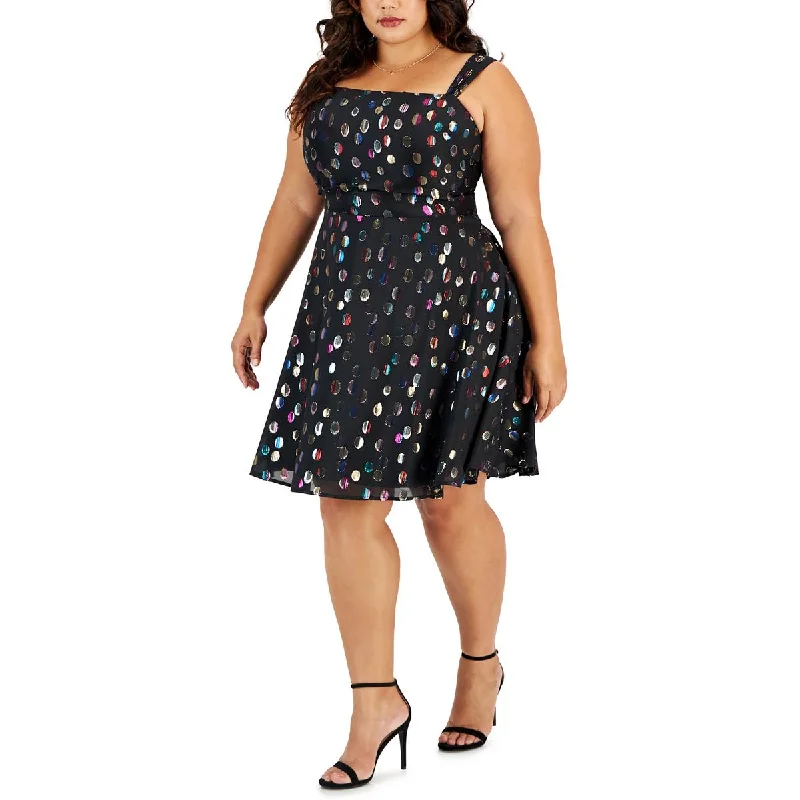 City Studios Womens Plus Party Mini Fit & Flare Dress