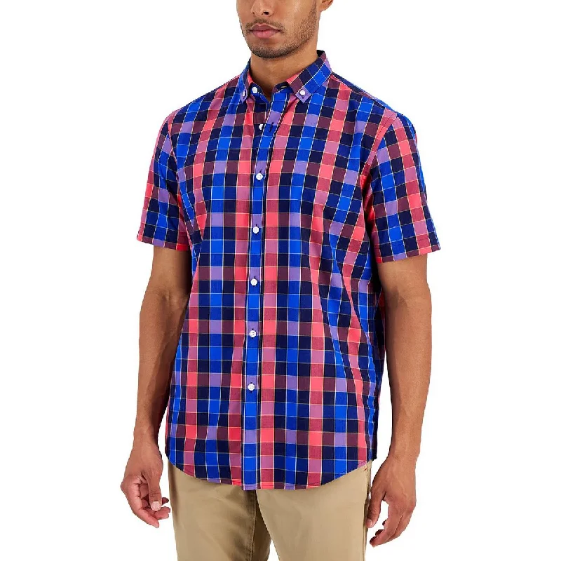 Club Room Mens Plaid Collar Button-Down Shirt