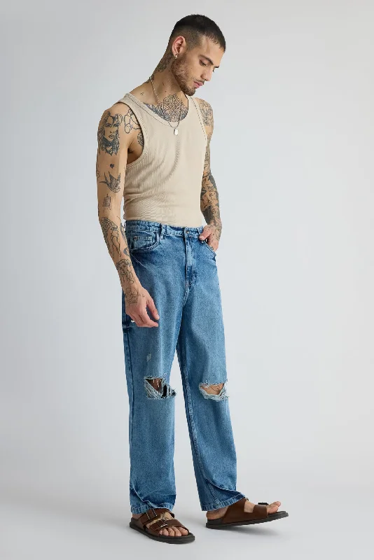 Ripped Men's Straight Jeans