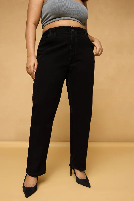 Curve Sleek Black Mom Fit Denim Jeans