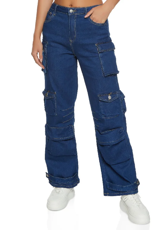 Straight Leg Cargo Jeans