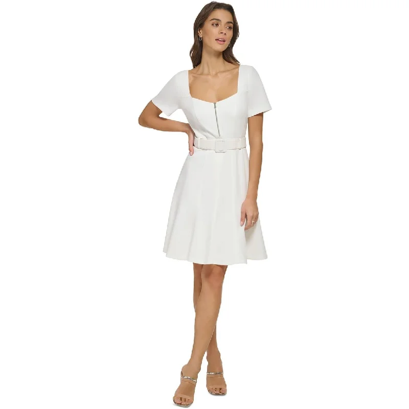 DKNY Womens Crepe  Fit & Flare Dress