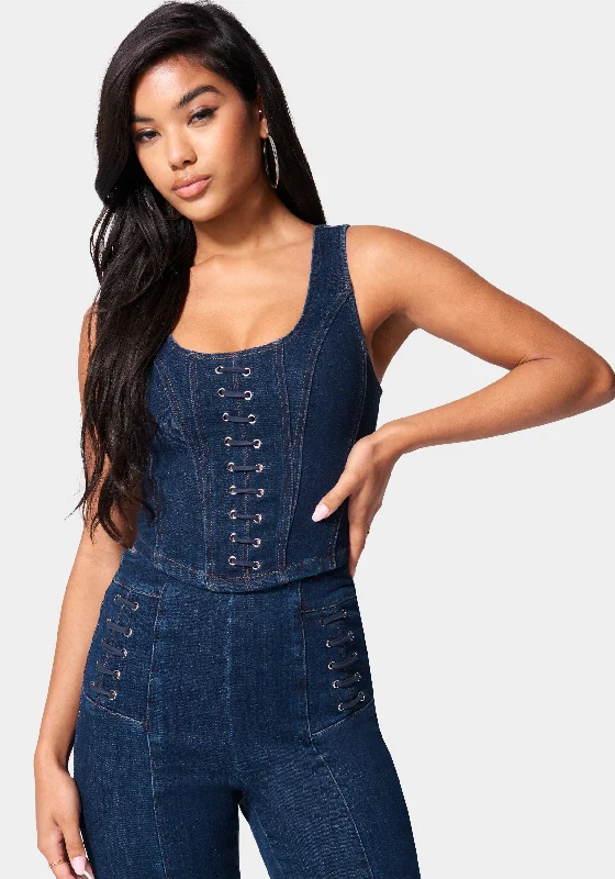 Eyelet Denim Bustier