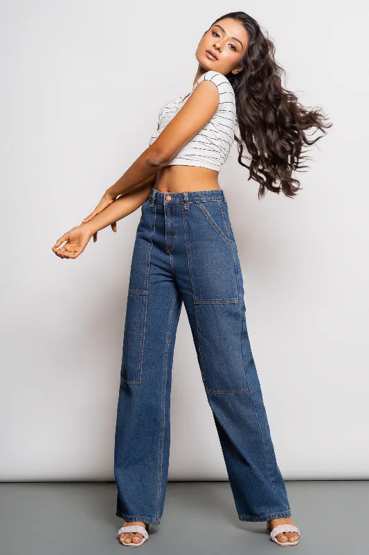 Front Seam Straight Jeans