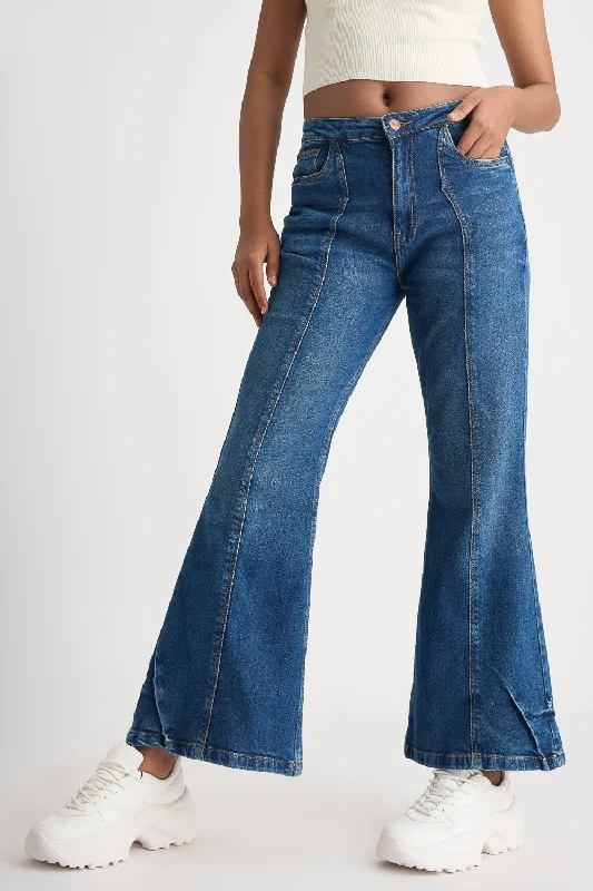 Wrapped Seam Washed Bootcut Jeans