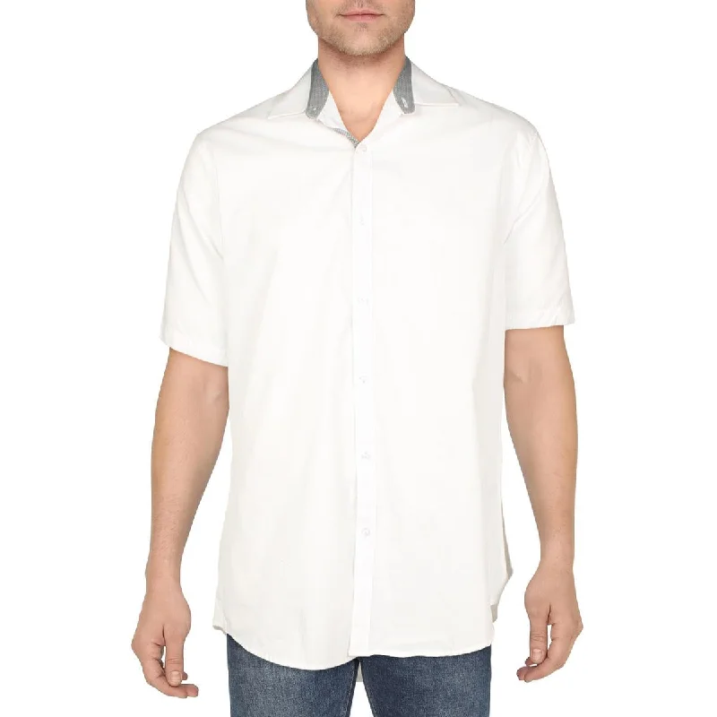 Galaxy Mens Collared Short Sleeve Button-Down Shirt