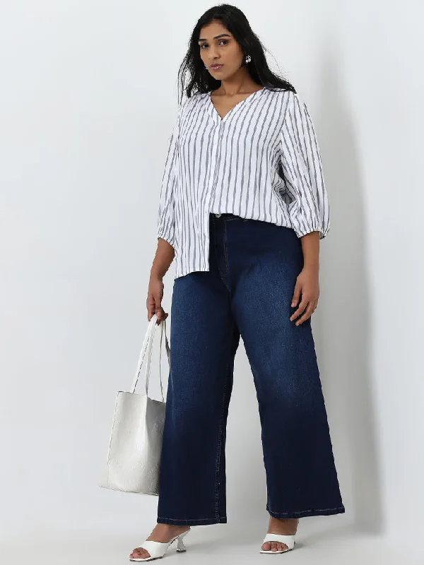 Gia Dark Blue Wide Leg - Fit High - Rise Jeans