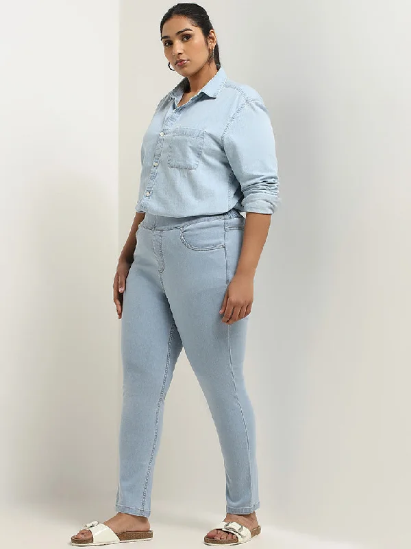 Gia Light Blue Slim Fit Mid Rise Jeggings