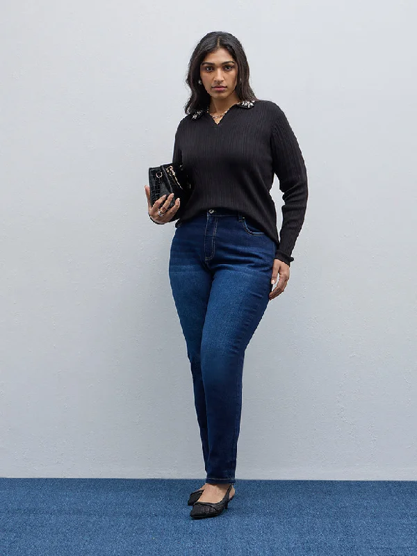 Gia Navy Slim - Fit High - Rise Denim Jeans