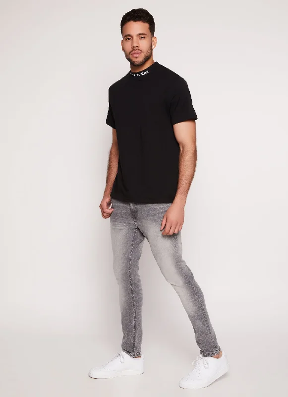 Mens Acid Wash Whiskered Skinny Jeans