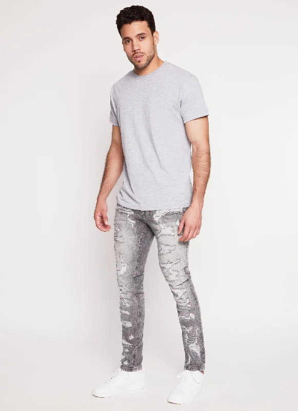 Mens Distressed Skinny Fit Jeans