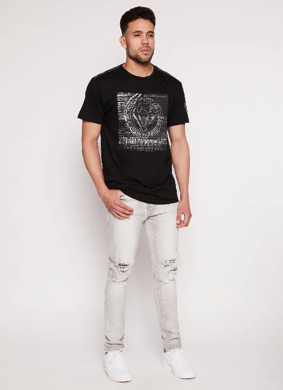 Mens Solid Distressed Skinny Leg Jeans