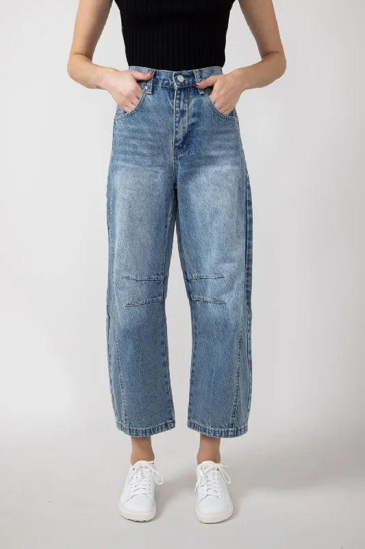 High Rise Barrel Wash Jeans for Women | MAP2740-DENIM