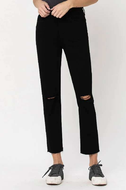 High rise back jean