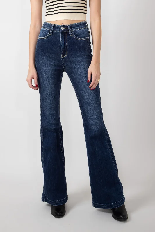 Judy Blue High Rise Angled Side Flare Jeans for Women | 82538-DK