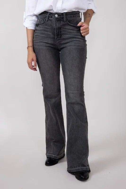 Judy Blue High Rise Contrast Grey Wash Flare Jeans for Women | 88880REG