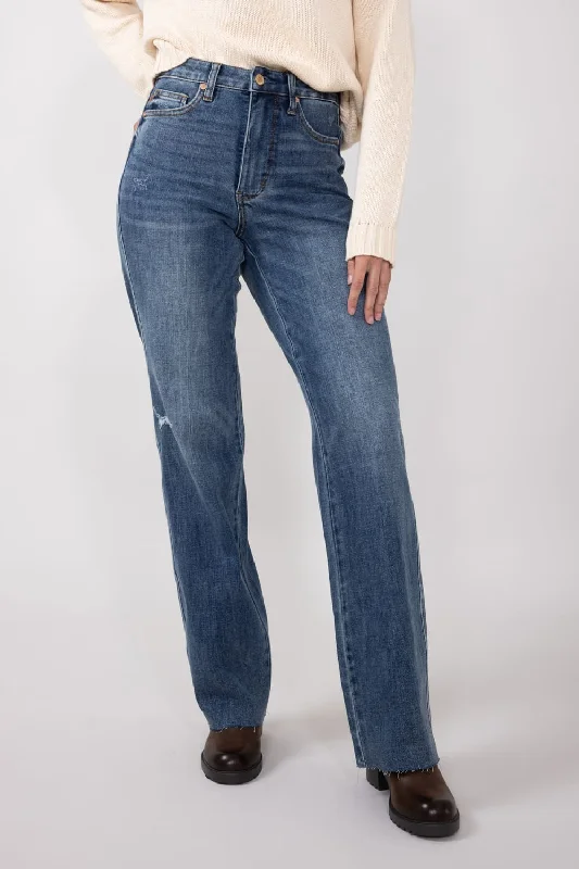 Judy Blue High Waist Raw Hem Straight Jeans for Women | 88848-REG